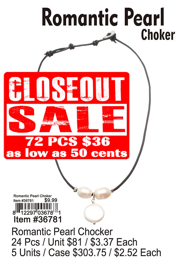 Romantic Pearl Choker - Closeout 72 Pcs.